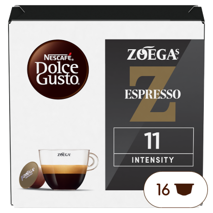 Front view of Zoégas Espresso (16 pods) box
