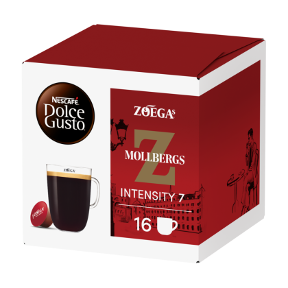 Front view of Zoegas Mollbergs Blandning (16 pods) box