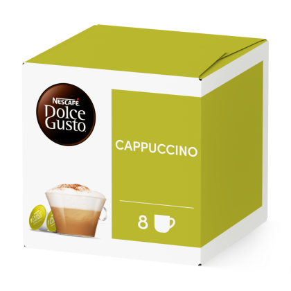 Front view of Cappuccino (16 pods) box